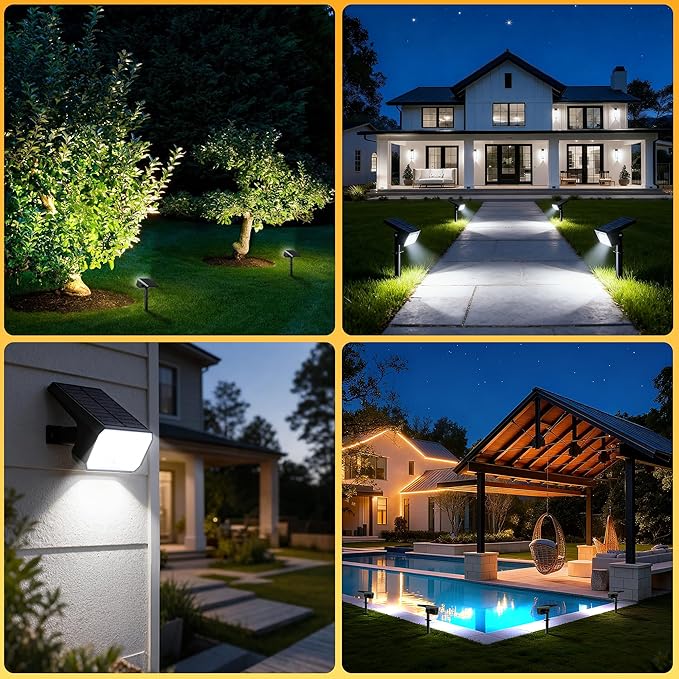 10-Pack 118 LED Solar Landscape Spotlights, 4-Mode Waterproof
