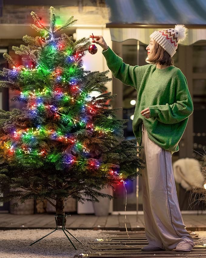 2-Pack 120 LED Christmas Twinkle Lights, 10ft Waterproof for Yard