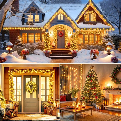 4-Pack 200 LED Christmas Twinkle Lights, 66ft Waterproof for Yard