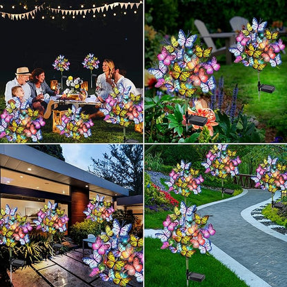Solar Garden Lights Solar Lights Outdoor Waterproof Decorative 4 Pack with 88 LED 68 Butterfly Solar Lights for Garden Yard Decor Christmas Decorations, Gifts for Mother's Day Mom