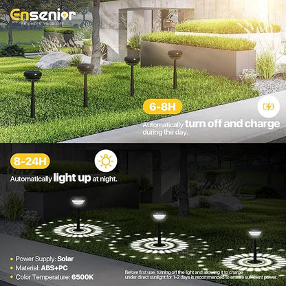 Ensenior 10-Pack Solar Lights Outdoor, Auto ON/Off 6500K LED Solar Garden Lights for Pathway, Yard, Patio, Walkway, Flower Bed, Halloween Christmas Landscape Lighting, IP65 Waterproof, Flag Lights