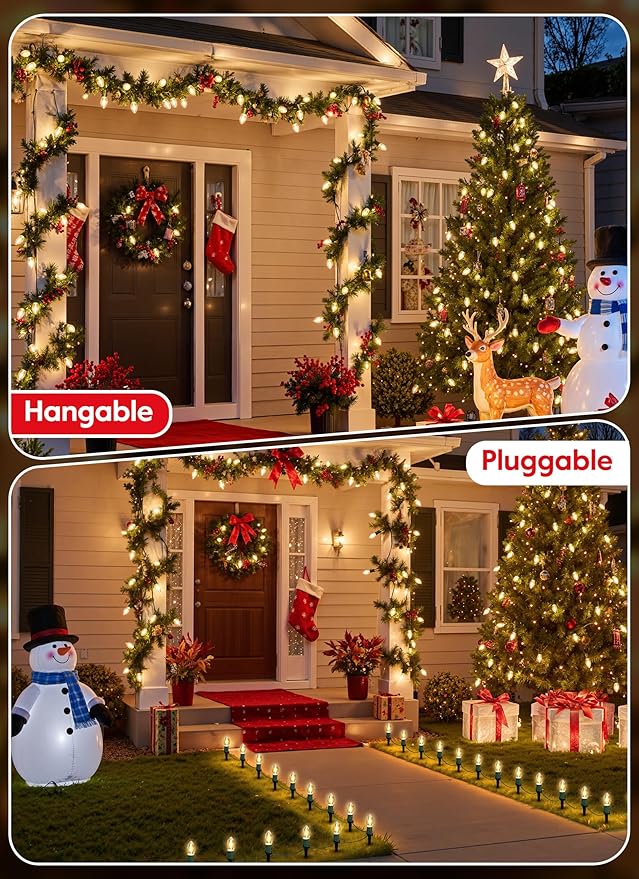 9 LED Christmas Twinkle Lights, 26ft Waterproof for Patio