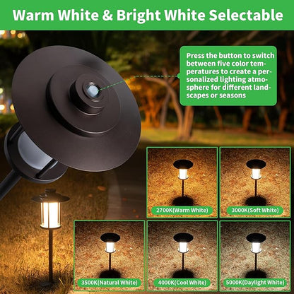Outdoor Low Voltage Pathway Light, 12V Warm & Cool White Switchable Path Lights LED, IP65 Waterproof Landscaping Pathlight, Walk Side Lighting 5W ORB Aluminum for Backyard Lawn (6 Pack)