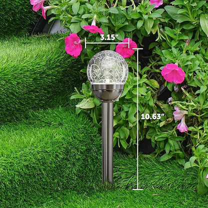 GIGALUMI Solar Outdoor, Cracked Glass Ball Solar Garden Lights, Color Changing Lights Outdoor,Garden LED for Path, Patio, Yard, 3 Pack Pathway