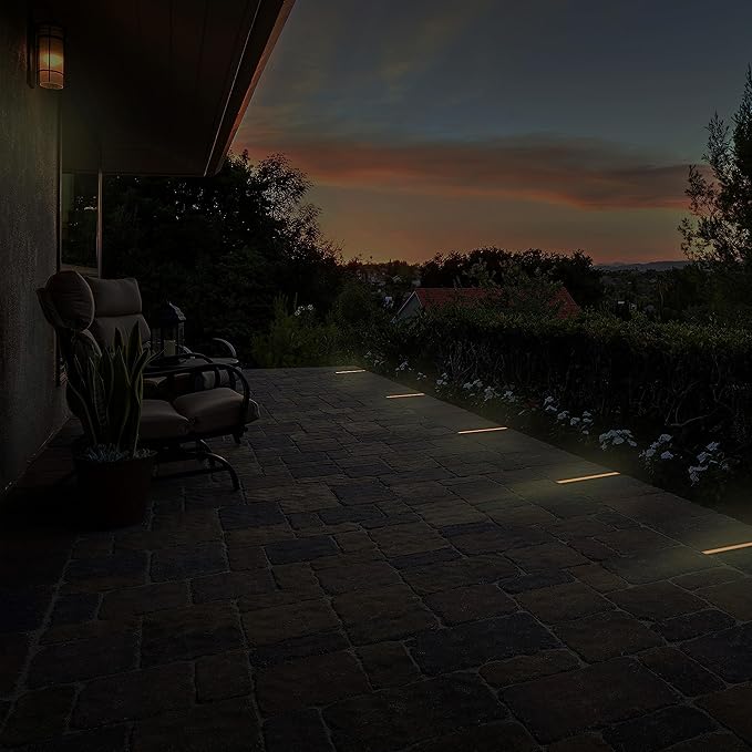LUMENGY Paver Light Slim 0.5x9 Inch (0.55x8.85), 2700K Warm White, Glare-Free Linear Lighting for Driveways, Walkways and Paver Borders, 12V Hardwired, IP67 Waterproof, Drive-Over Rated