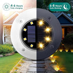 20-Pack Warm White In-Ground Solar Lights, Flat LED Landscape