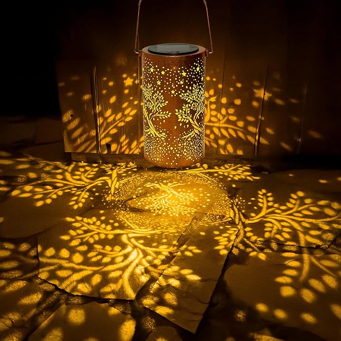 Tree of Life Solar Lanterns Outdoor Waterproof, Birthday Gifts for Women Mom Grandma, Hanging Solar Lights for Yard, Patio, Porch, Garden Decor, Christmas Gifts for Her/Him
