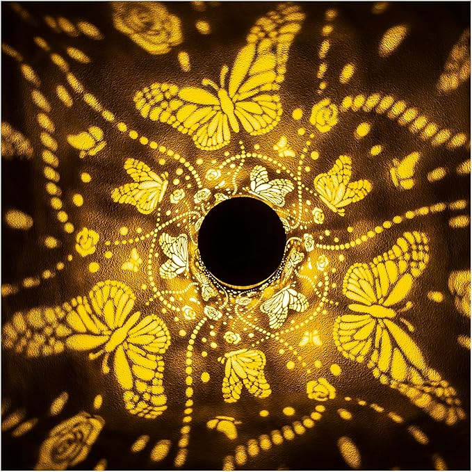 Butterfly Solar Lanterns Outdoor Waterproof Hanging Solar Lights Butterfly Gifts for Women Men Metal Decorative LED Lanterns for Garden Decor,Yard,Patio,Lawn,Tabletop,Pathway