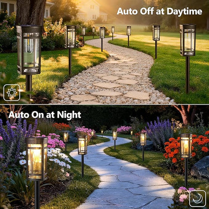 6 Pack Outdoor Solar Pathway Lights - Solar Landscape Lights Outdoor Walkway Solar Garden Lights for Lawn, Path, Yard Decor (Warm White)