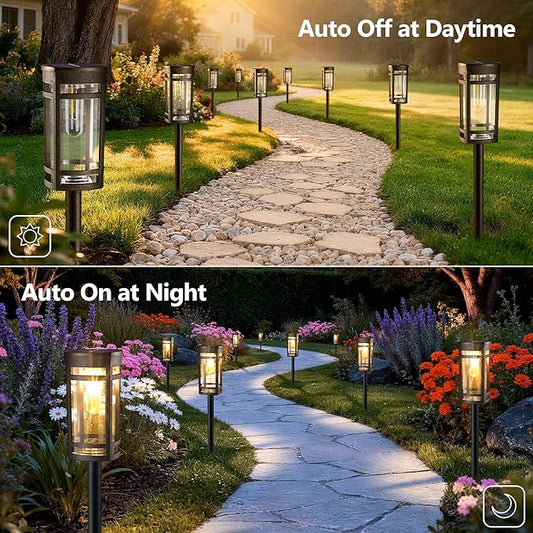 6 Pack Outdoor Solar Pathway Lights - Solar Landscape Lights Outdoor Walkway Solar Garden Lights for Lawn, Path, Yard Decor (Warm White)