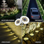 20-Pack Warm White In-Ground Solar Lights, Flat LED Landscape
