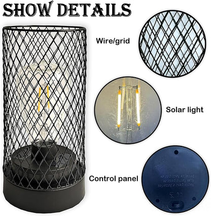 2pcs Solar Lanterns Outdoor Waterproof Lights Garden Decorations, Black Metal Lantern Decor,Solar Powered LED Lamp for Patio Tabletop Porch Deck Yard
