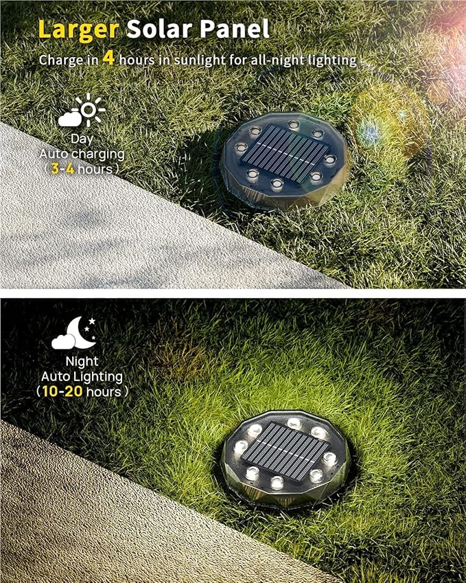 Solar Ground Lights with Remote Control 50ft,IP67 Waterproof Solar Garden 15 Multi Color Lights,RGBYW Solar Powered Outdoor Landscape Lighting for Pathway,Yard,Deck,Lawn,Patio,Walkway,Poolside,20 Pack