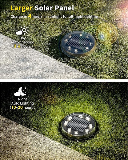 Solar Ground Lights with Remote Control 50ft,IP67 Waterproof Solar Garden 15 Multi Color Lights,RGBYW Solar Powered Outdoor Landscape Lighting for Pathway,Yard,Deck,Lawn,Patio,Walkway,Poolside,20 Pack