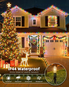 C9 Christmas Lights Outdoor, 51.4ft 40 Bulb Pathway Lights with Stakes, Warm White