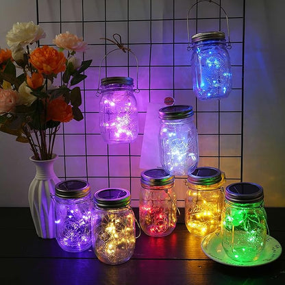 30LED Solar Mason Jar Lights, 8 Pack Jar Lid String Lights (No Jars), Waterproof Fairy Firefly Light for Garden, Patio, Outdoor, Yard, Lawn Decor(8 Colors)