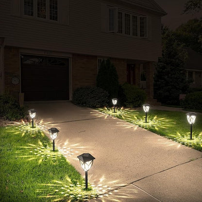 Ensenior 6-Pack Solar Lights Outdoor, 16.77" 3000K LED Solar Garden Lights for Pathway, Yard, Patio, Walkway, Planter, Waterproof, Energy-Efficient Landscape Lighting
