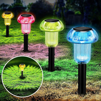 Easter Solar Pathway Lights Outdoor Decorative 8 Pack, 4 color LED Mushroom Solar Lights Outdoor Waterproof Solar Powered Decor for Yard Driveway Patio, Valentines Day Halloween Christmas Garden Decor