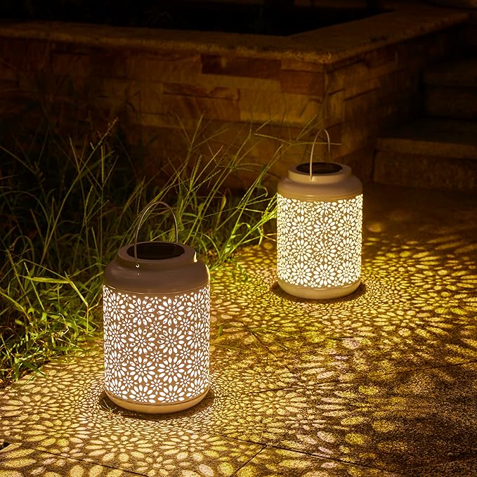 Flower Solar Lanterns, Waterproof LED Patio Lights