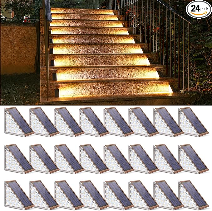 24-Pack Solar Patio Lights, Warm White LED