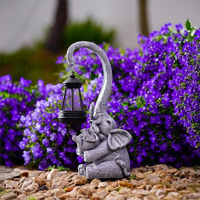 Solar Elephant Garden Statue Light, Outdoor Decor