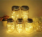 10-Pack 30 LED Mason Jar Fairy Lights, Solar Patio