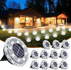 12-Pack Solar Ground Disk Lights, White Waterproof LED