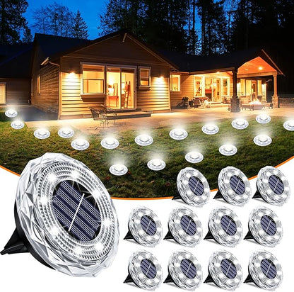 Solar Ground Lights 12 Pack Waterproof Outdoor Solar Lights for Yard Led Solar Garden Lights Bright Solar Powered Disc Light In-Ground Landscape Lighting for Patio Pathway Walkway Driveway, White