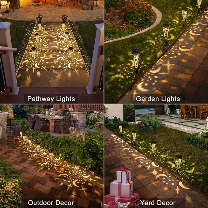 6-Pack Copper Solar Path Lights, Outdoor Walkway LED