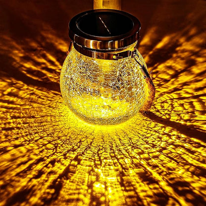 Cooo Christmas Gifts 2 Pack Solar Lanterns Waterproof Outdoor Heavy Crackle Glass a Big Warm LED Stainless Steel Lid 215% Solar for Women Mom Grandma Landscape Path Lights Garden Yard Backyard Decor
