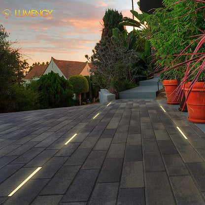 LUMENGY Paver Light Slim 0.5x18 Inch (0.55x17.72), 2700K Warm White, Glare-Free Linear Lighting for Driveways, Walkways and Paver Borders, 12V Hardwired, IP67 Waterproof, Drive-Over Rated