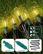 C9 Christmas Lights Outdoor, 51.4ft 40 Bulb Pathway Lights with Stakes, Warm White
