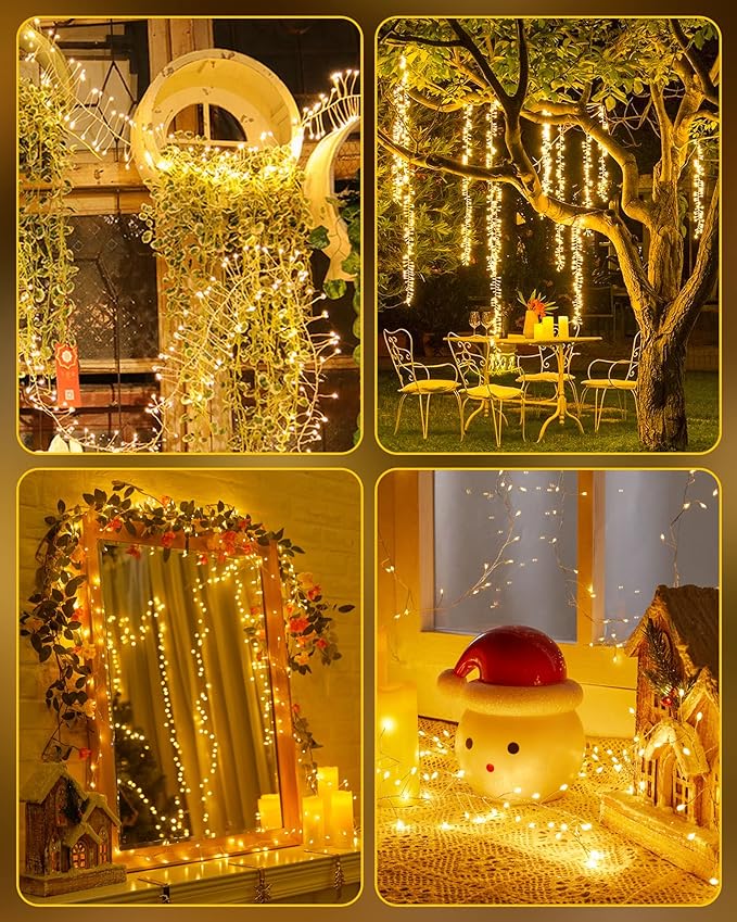 4-Pack Christmas String Lights, 60 LED Waterproof Twinkle Lights