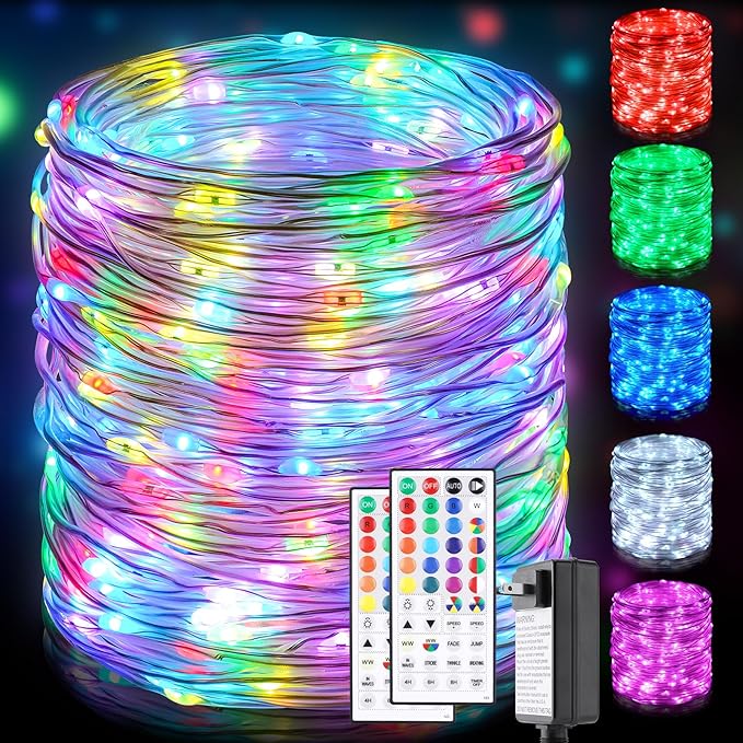 OMIKA 132FT 400LED Rope Lights Outdoor String Light, 24 RGB Colors + Warm White Waterproof Starry Fairy Lights Plug in for Indoor Home Bedroom, Outside Patio Garden Pastel Easter Party Decororations