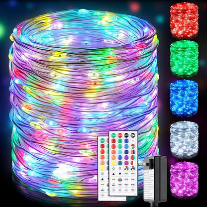 OMIKA 132FT 400LED Rope Lights Outdoor String Light, 24 RGB Colors + Warm White Waterproof Starry Fairy Lights Plug in for Indoor Home Bedroom, Outside Patio Garden Pastel Easter Party Decororations