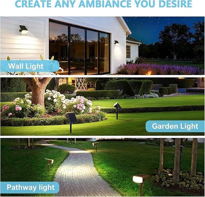 Solar Lights Outdoor Waterproof IP65, Super Bright LED, 3000K 2 Lighting Modes, Solar Powered Yard Garden Solar Spot Lights for Outside Landscape Auto On/Off -8 Pack