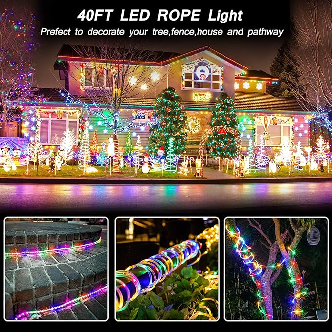 Remote Control Rope Lights, 40ft Color-Changing LED