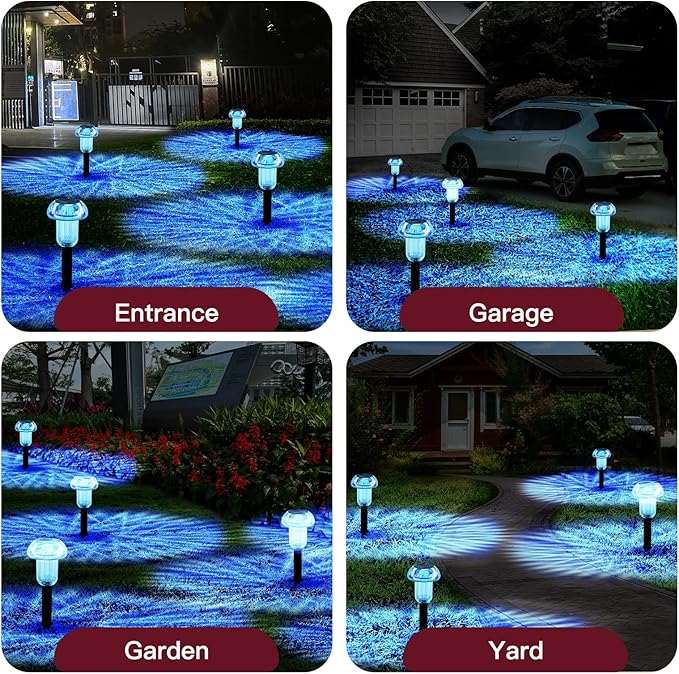 Solar Walkway Path Lights 4-Pack, Waterproof