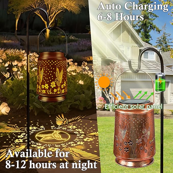 Hummingbird Solar Garden Lanterns, Charming Waterproof LED