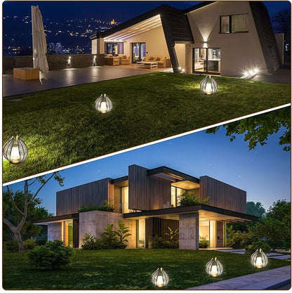HPC Decor Solar Light Outdoor Garden, Crackle Globe Glass,Metal Palm Leaf Solar Light for Outside, Pathway Lights Waterproof LED Outdoor for Patio,Yard,Porch Decor,Gardening Gifts for Women/Mom.