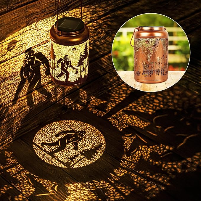 Solar Lanterns Outdoor, Big Foot Gifts for Women Men Wife Big Foot Lantern Hanging Solar Lanterns Outdoor Waterproof for Porch Garden Decor