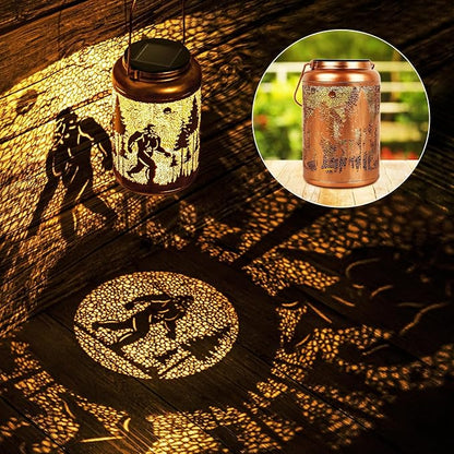 2 Pack Solar Lanterns Outdoor, Big Foot Gifts for Women Men Wife Big Foot Lantern Hanging Solar Lanterns Outdoor Waterproof for Patio Porch Garden Decor