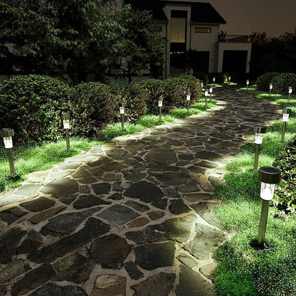 SOLPEX 24 Pack Solar Outdoor Lights Pathway, Stainless Steel Solar Lights Outdoor Waterproof,LED Landscape Lighting Solar Walkway Lights for Landscape/Patio/Lawn/Yard/Driveway-Warm White