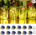 Mason Jar Lid Fairy Lights 12-Pack, Solar Patio LED
