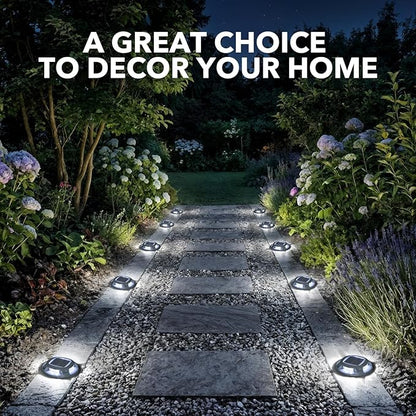 AGPTEK Solar Driveway Lights Outdoor 16 Pack, 2 Color Modes LED Deck Dock Marine Waterproof Security Marker Lights for Step Sidewalk Stair Garden Pathway Walkway Yard(Blue Light/Cool White)