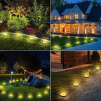 4-Pack Solar Ground Disk Lights, Warm White Waterproof LED