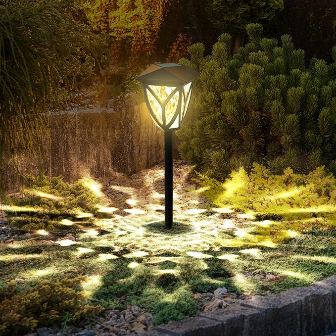 Ensenior 6-Pack Solar Lights Outdoor, 16.77" 3000K LED Solar Garden Lights for Pathway, Yard, Patio, Walkway, Planter, Waterproof, Energy-Efficient Landscape Lighting