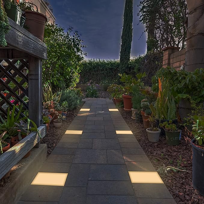 LUMENGY Paver Light 8x8 Inch (7.87x7.87), 2700K Warm White, Glare-Free Brick Lighting for Driveways, Walkways, Pool Decks and Patios, 12V Hardwired, IP67 Waterproof, Drive-Over Rated