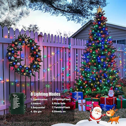 4-Pack 400 LED Christmas Twinkle Lights, 160ft Waterproof for Backyard