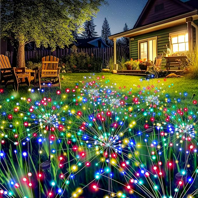 2-Pack Multicolor Solar Path Lights, Outdoor Driveway LED